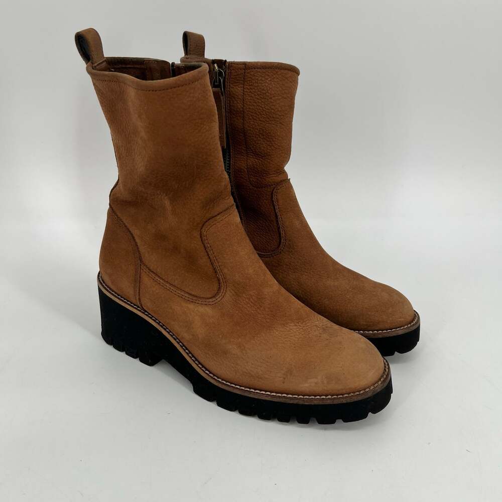Paul Green Newbury Wedge Suede Boots Womens UK 4.5 US 7 Brown Leather Lug Sole